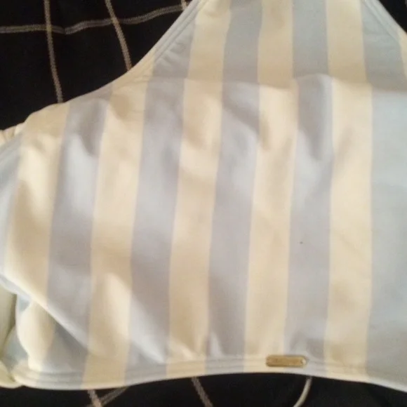 Hollister Swim One Piece Swimsuit Women Sz S White Blue Tie Front Cut Out - Picture 10 of 10